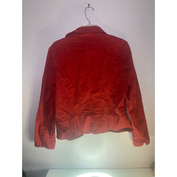 Talbots Womens Red Button-Up Jacket With Pockets Sz 16 Stretchy - Picture 4 of 9